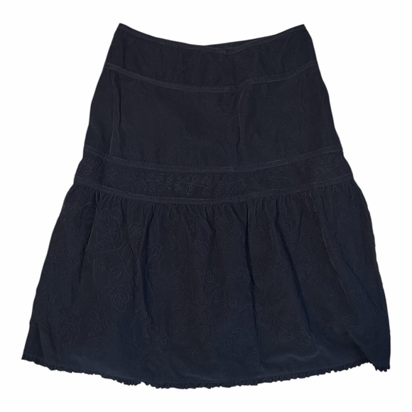 Liz Claiborne‎ Black Textured Tiered Mini Skirt Size 16 Boho Classic MN1 - Picture 2 of 5